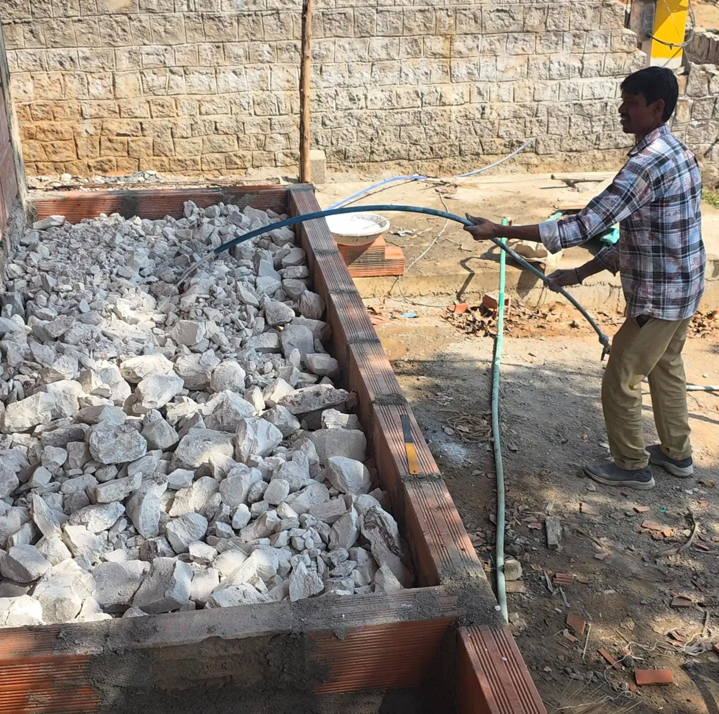 Lime plaster detailing on architectural feature