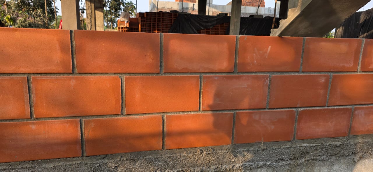 Close-up of porotherm block wall detail